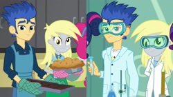 Size: 3416x1920 | Tagged: safe, edit, screencap, derpy hooves, flash sentry, better together, equestria girls, a queen of clubs, best friends, comparison, derpsentry, female, humans standing next to each other, male, shipping, shipping fuel, straight