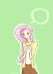 Size: 765x1077 | Tagged: safe, artist:mintyhap, fluttershy, human, humanized, solo