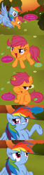 Size: 825x3297 | Tagged: safe, artist:frist44, derpibooru import, rainbow dash, scootaloo, pegasus, pony, cheerilee-s-chalkboard, comic, fluffy, scootacurse, tumblr