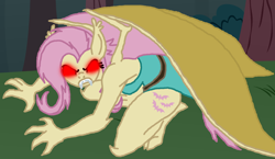 Size: 1404x815 | Tagged: safe, artist:flyingbrickanimation, fluttershy, anthro, gargoyle, clothes, crossover, dress, flutterbat, gargoyles, solo