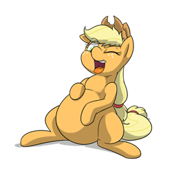 Size: 2146x2130 | Tagged: safe, artist:mickeymonster, edit, applejack, earth pony, pony, abdominal bulge, belly, big belly, cropped, female, implied vore, mare, straight, throat bulge, tongue out