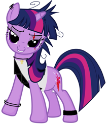 Size: 829x963 | Tagged: safe, derpibooru import, edit, twilight sparkle, alternate hairstyle, art theft, bedroom eyes, punk, simple background, solo, white background