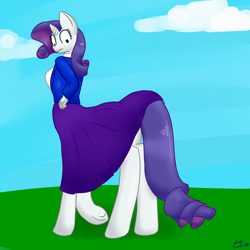 Size: 3000x3000 | Tagged: safe, artist:short circuit, rarity, anthro, centaur, ponytaur, taur, anthro centaur, clothes, dress, explicit source, solo