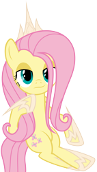 Size: 3395x5992 | Tagged: safe, artist:genericdave, fluttershy, pegasus, pony, crown, smirk, solo