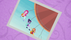 Size: 1920x1080 | Tagged: safe, screencap, pinkie pie, sci-twi, sunset shimmer, twilight sparkle, better together, equestria girls, rollercoaster of friendship, swing ride