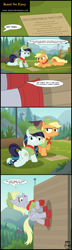 Size: 2571x8908 | Tagged: safe, artist:toxic-mario, applejack, coloratura, derpy hooves, earth pony, pony, camp, camp friendship, climbing, clothes, comic, dialogue, female, filly, filly applejack, filly coloratura, forest, hat, paper, rope, suction cup, uniform, wall, younger