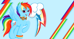 Size: 4098x2175 | Tagged: safe, artist:fearvirus, derpibooru import, rainbow dash, pegasus, pony, alternate hairstyle, goggles, solo, wallpaper