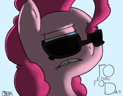 Size: 1110x873 | Tagged: safe, artist:tehboxpony, pinkie pie, earth pony, pony, glasses, simple background, sunglasses