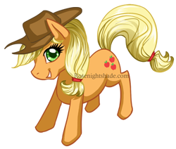 Size: 700x594 | Tagged: safe, artist:rosenightshade, applejack, earth pony, pony, simple background, solo, watermark