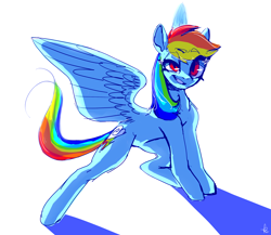 Size: 2300x2000 | Tagged: safe, artist:dannie, derpibooru import, rainbow dash, pegasus, pony, backwards cutie mark, dreamworks face, pixiv, solo