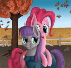 Size: 3200x3040 | Tagged: safe, artist:misterjuly, maud pie, pinkie pie, earth pony, pony, duo, female, mare, sisters