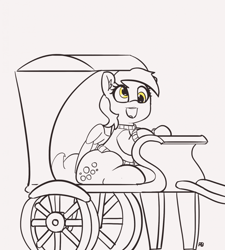 Size: 1280x1420 | Tagged: safe, artist:pabbley, derpy hooves, pegasus, pony, 30 minute art challenge, clothes, cute, derpabetes, female, mare, open mouth, partial color, smiling, sweater, taxi