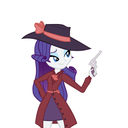 Size: 2500x2500 | Tagged: safe, artist:darthlena, rarity, equestria girls, rarity investigates, detective rarity, gun, revolver, simple background, solo, transparent background