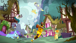 Size: 1280x720 | Tagged: safe, edit, edited screencap, screencap, berry punch, berryshine, carrot top, derpy hooves, golden harvest, lemon hearts, lightning bolt, sea swirl, seafoam, sunshower raindrops, twinkleshine, white lightning, lebron james, orchid dew, ponyville