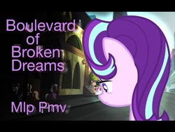 Size: 480x360 | Tagged: safe, artist:filming cashmere, starlight glimmer, pony, unicorn, boulevard of broken dreams, female, green day, link in source, manehattan, mare, pmv, sad, text, thumbnail, vector, younger, youtube link