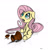 Size: 874x915 | Tagged: safe, artist:djmusicandcartoons, artist:uminanimu, fluttershy, pegasus, pony, broken, colored, floppy ears, open mouth, sitting, solo, vase