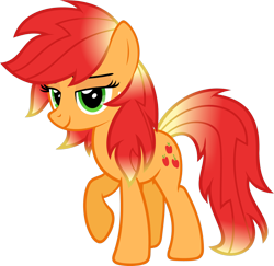 Size: 1316x1281 | Tagged: safe, artist:zacatron94, applejack, earth pony, pony, alternate hairstyle, flarejack, hair dye, loose hair, raised hoof, simple background, solo, transparent background, vector