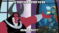 Size: 1024x575 | Tagged: safe, derpibooru import, edit, edited screencap, screencap, lord tirek, rainbow dash, pegasus, pony, newbie dash, twilight's kingdom, exploitable meme, image macro, is this supposed to be humorous, meme, text