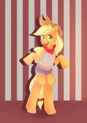 Size: 1772x2500 | Tagged: safe, artist:schnellentod, applejack, earth pony, pony, bipedal, clothes, solo