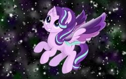 Size: 1600x1000 | Tagged: safe, artist:n0kkun, starlight glimmer, alicorn, pony, rainbow roadtrip, alicornified, colored wings, female, mare, multicolored wings, race swap, rainbow wings, spread wings, starlicorn, vector, wing bling, wings, xk-class end-of-the-world scenario