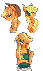 Size: 477x784 | Tagged: safe, artist:burgerlicious, applejack, earth pony, pony, semi-anthro, blonde mane, female, mare, orange coat, solo