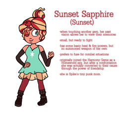 Size: 1386x1281 | Tagged: safe, artist:flipwix, sunset shimmer, human, alternate hairstyle, alternate universe, crossover, gem, gemsona, humanized, solo, species swap, steven universe, style emulation