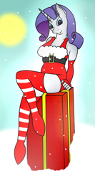 Size: 800x1500 | Tagged: safe, artist:skyspeardraw, artist:thetransformator, rarity, anthro, clothes, female, merry christmas, socks, solo, striped socks