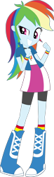 Size: 4264x13882 | Tagged: safe, artist:sketchmcreations, derpibooru import, rainbow dash, equestria girls, rainbow rocks, absurd resolution, boots, clothes, compression shorts, inkscape, simple background, skirt, solo, transparent background, vector