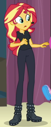 Size: 378x925 | Tagged: safe, screencap, sunset shimmer, all the world's off stage, better together, equestria girls, cropped