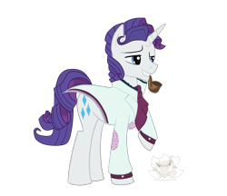 Size: 2205x1901 | Tagged: safe, artist:stagetechyart, elusive, rarity, pony, unicorn, clothes, pipe, rule 63, solo