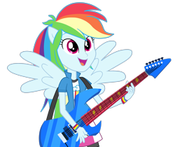 Size: 3590x3012 | Tagged: safe, artist:vaniaeditors, derpibooru import, rainbow dash, equestria girls, rainbow rocks, guitar, ponied up, solo