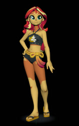 Size: 409x653 | Tagged: safe, artist:silverhd2, sunset shimmer, better together, equestria girls, 3d, belly button, clothes, craft, feet, female, flip-flops, midriff, sandals, sculpture, solo, swimsuit