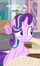 Size: 660x1073 | Tagged: safe, screencap, starlight glimmer, pony, unicorn, the beginning of the end, all new, cropped, solo, text