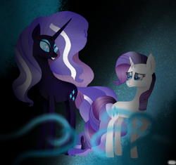Size: 1700x1600 | Tagged: safe, artist:norica-official, nightmare rarity, rarity, pony, unicorn, duality, self ponidox