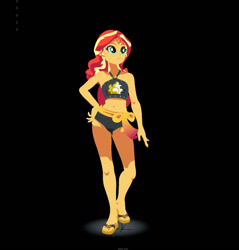 Size: 665x696 | Tagged: safe, artist:silverhd2, sunset shimmer, better together, equestria girls, 3d, belly button, cel shading, clothes, craft, feet, female, flip-flops, midriff, sandals, sculpture, solo, swimsuit