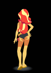 Size: 479x677 | Tagged: safe, artist:silverhd2, sunset shimmer, equestria girls, equestria girls series, 3d, ass, bikini, bikini bottom, bunset shimmer, butt, cel shading, clothes, craft, feet, female, flip-flops, midriff, rear view, sandals, sculpture, solo, summer sunset, swimsuit, wedgie