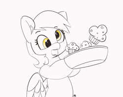 Size: 1280x1007 | Tagged: safe, artist:pabbley, derpy hooves, pony, 30 minute art challenge, cute, derpabetes, food, muffin, partial color, solo