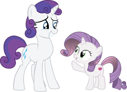 Size: 6099x4406 | Tagged: safe, artist:1992zepeda, rarity, sweetie belle, pony, unicorn, absurd resolution, alternate hairstyle, mane swap, simple background, transparent background, vector