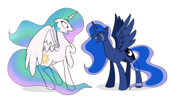 Size: 1600x900 | Tagged: safe, artist:mlp-firefox5013, princess celestia, princess luna, alicorn, pony, crying, eyes closed, open mouth, simple background, transparent background