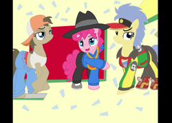 Size: 3524x2528 | Tagged: safe, artist:artistbrony, bubble berry, doctor whooves, goldengrape, pinkie pie, sir colton vines iii, the doctoress, earth pony, pony, 80s, clothes, female, male, mare, midriff, rap, rapper pie, rule 63, shoes, sneakers, stallion