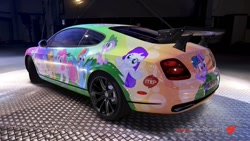 Size: 1280x720 | Tagged: safe, artist:crystal-eclair, derpibooru import, applejack, fluttershy, pinkie pie, rainbow dash, rarity, twilight sparkle, earth pony, pegasus, pony, unicorn, bentley, bentley continental, car, forza motorsport 4, itasha, mane six, top gear