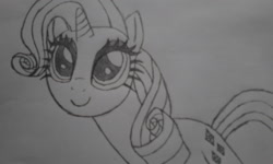 Size: 2880x1728 | Tagged: safe, artist:the-devil-shadow, rarity, pony, unicorn, monochrome, pencil drawing, solo, traditional art