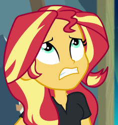 Size: 635x673 | Tagged: safe, screencap, sunset shimmer, all the world's off stage, better together, equestria girls, cropped, solo