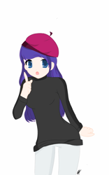 Size: 800x1280 | Tagged: safe, artist:cute_pinkie7, rarity, human, base used, beatnik rarity, beret, clothes, hat, humanized, solo