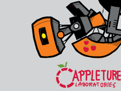 Size: 925x694 | Tagged: artist needed, source needed, safe, applejack, earth pony, pony, aperture science, glados, portal (valve), portal 2, pun, solo