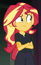 Size: 434x684 | Tagged: safe, screencap, sunset shimmer, all the world's off stage, better together, equestria girls, cropped, solo