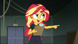 Size: 1280x720 | Tagged: safe, screencap, sunset shimmer, all the world's off stage, better together, equestria girls, solo