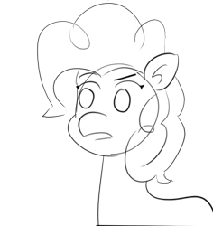 Size: 413x438 | Tagged: safe, edit, editor:redweasel, pinkie pie, earth pony, pony, omg, raised eyebrow, reaction image, sketch, solo, uneasy