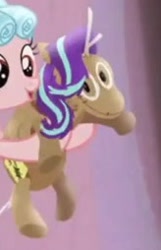 Size: 164x254 | Tagged: safe, screencap, cozy glow, starlight glimmer, pegasus, pony, frenemies (episode), cropped, doll, female, filly, toy