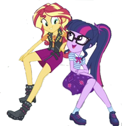 Size: 485x503 | Tagged: safe, artist:php77, editor:php77, sci-twi, sunset shimmer, twilight sparkle, better together, equestria girls, forgotten friendship, geode of empathy, geode of telekinesis, simple background, transparent background